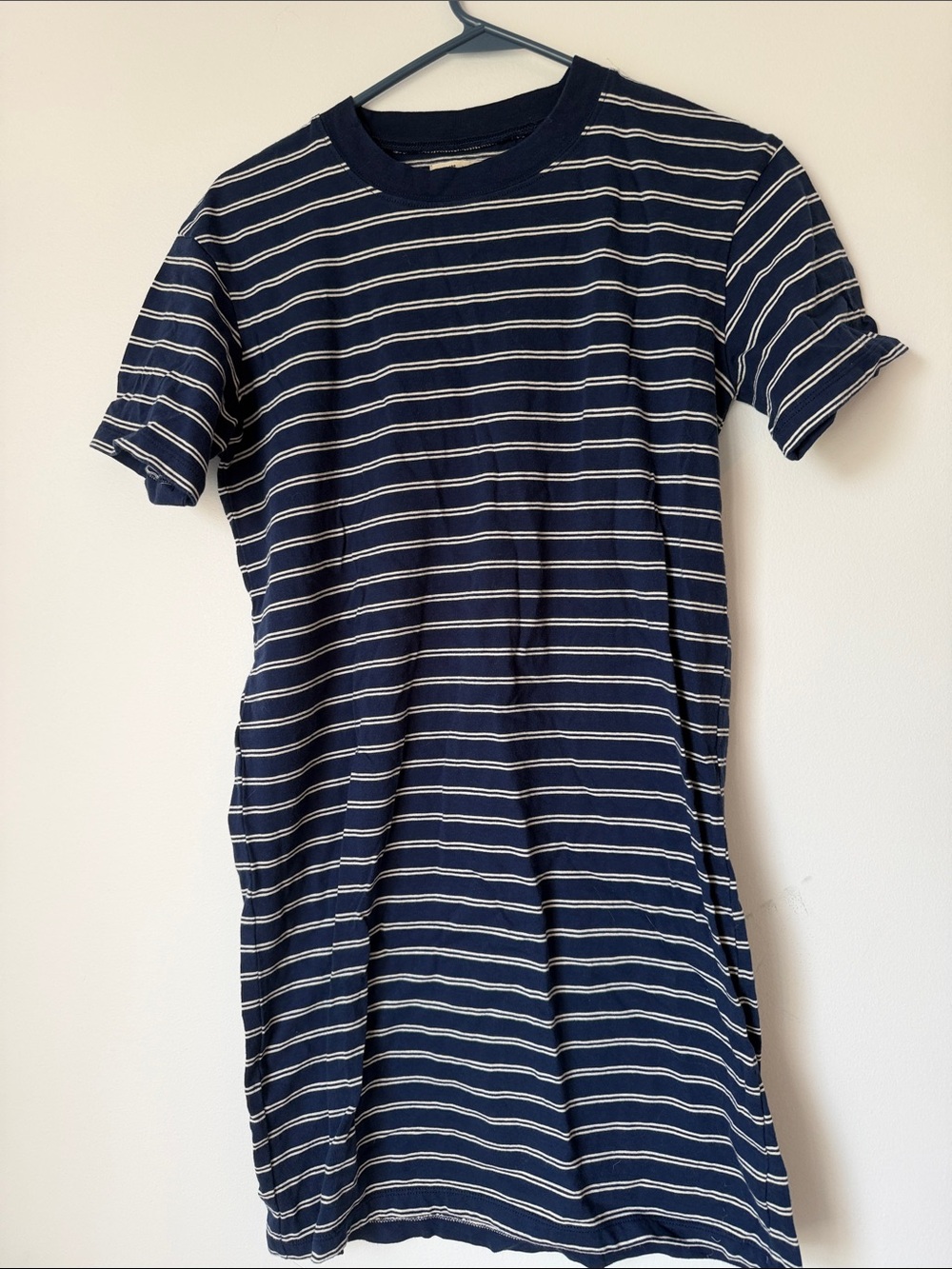 Madewell Navy and White Striped Short Sleeve Dress